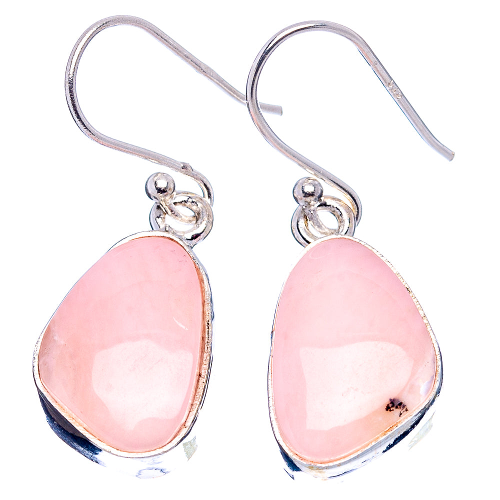 Pink Opal Earrings 1 1/4" (.925 Sterling Silver)