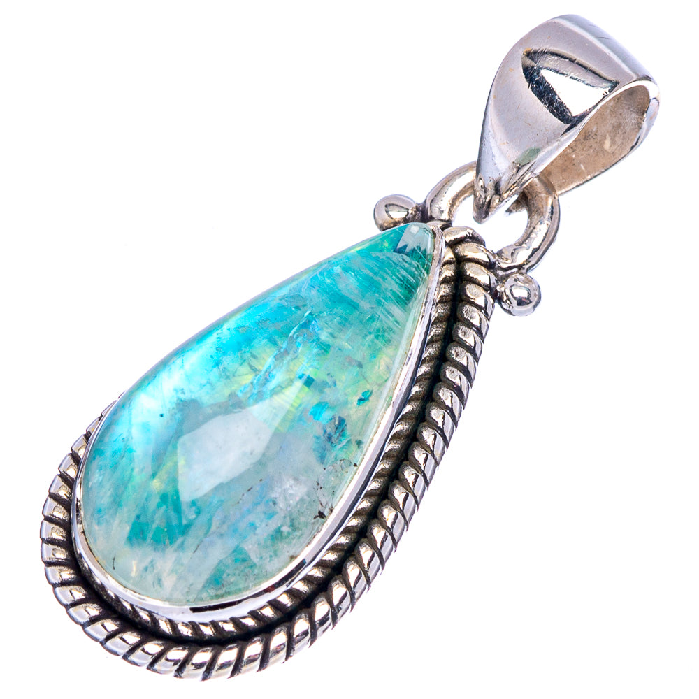 Green Moonstone Pendant 1 1/4" (.925 Sterling Silver)