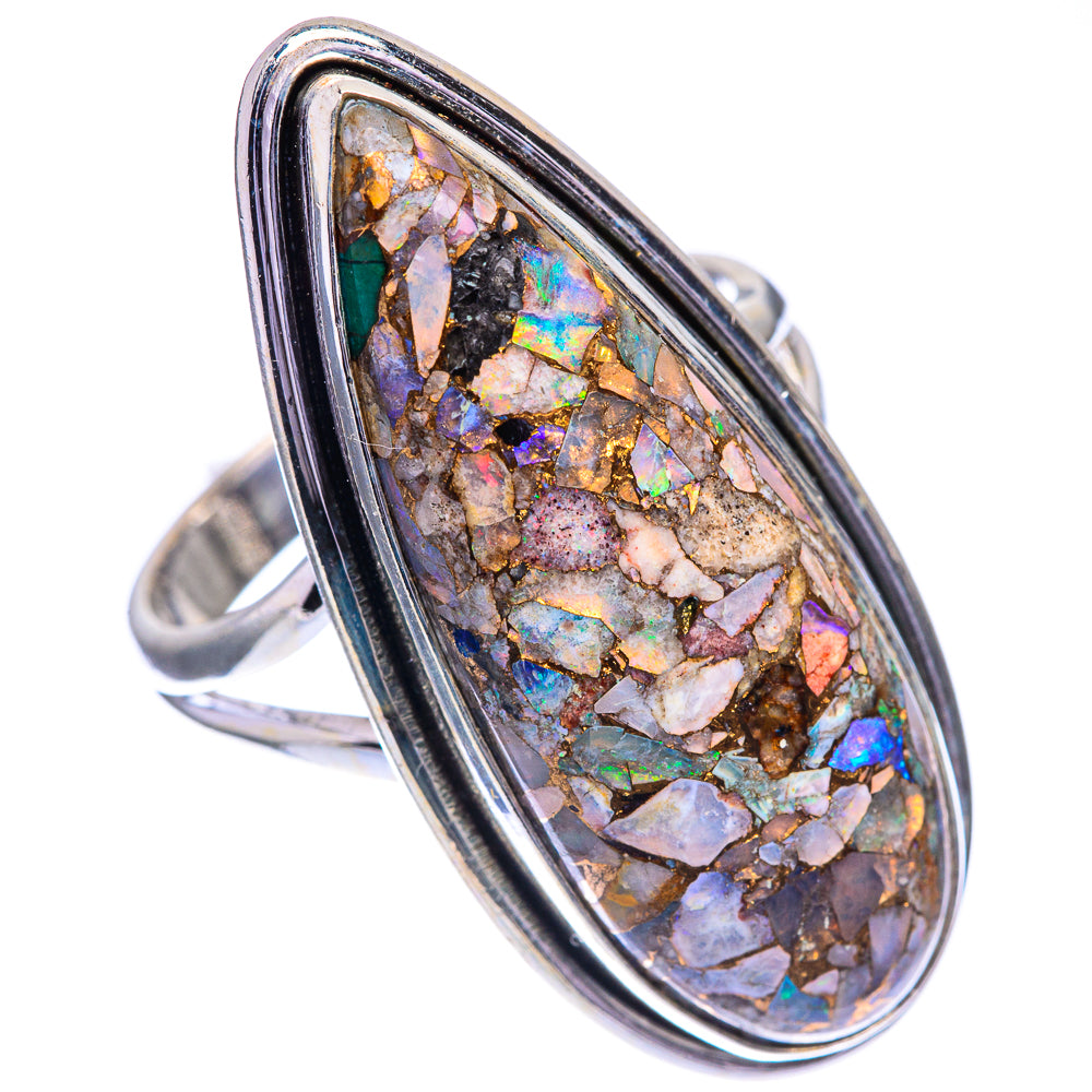 Large Copper Composite Rainbow Moonstone Ring Size 9 (925 Sterling Silver) RING143360
