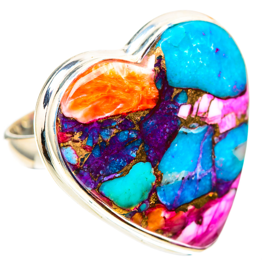 Large Kingman Pink Dahlia Turquoise 925 Sterling Silver Ring Size 7.75 (925 Sterling Silver) RING139706