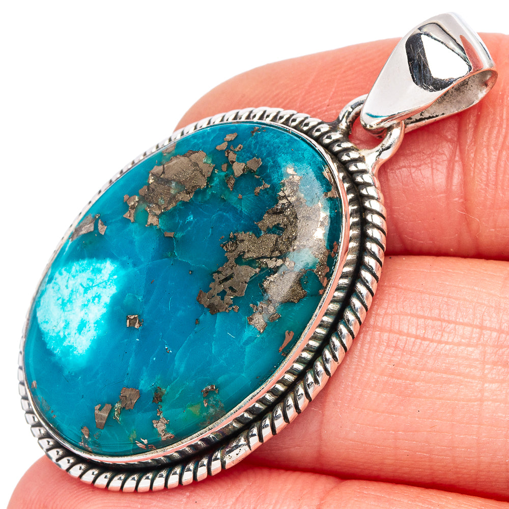 Rare Persian Turquoise Pendant 1 5/8" (925 Sterling Silver) P44036