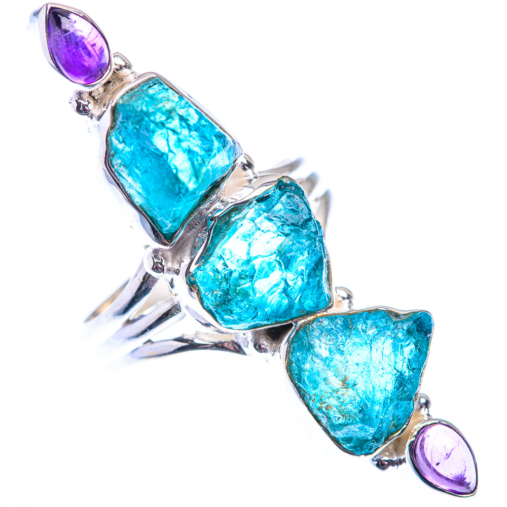 Large Raw Blue Fluorite, Amethyst 925 Sterling Silver Ring Size 9.75 (925 Sterling Silver) RING140424
