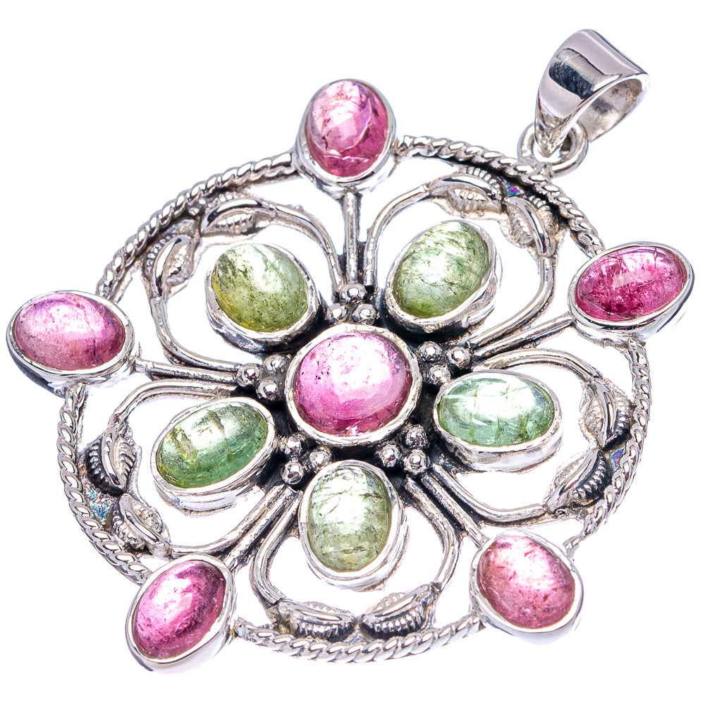 Signature Pink Green Tourmaline Pendant 1 7/8" (.925 Sterling Silver)