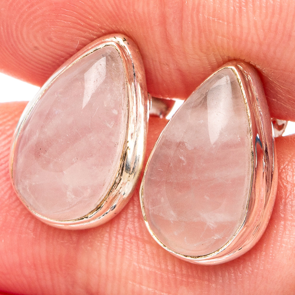 Rose Quartz Earrings 5/8" (.925 Sterling Silver)