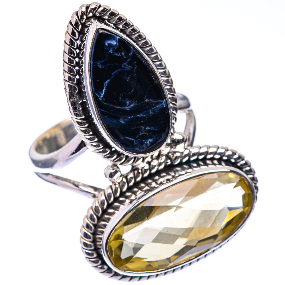 Large Lemon Quartz, Pietersite Ring Size 7 (925 Sterling Silver) R141267