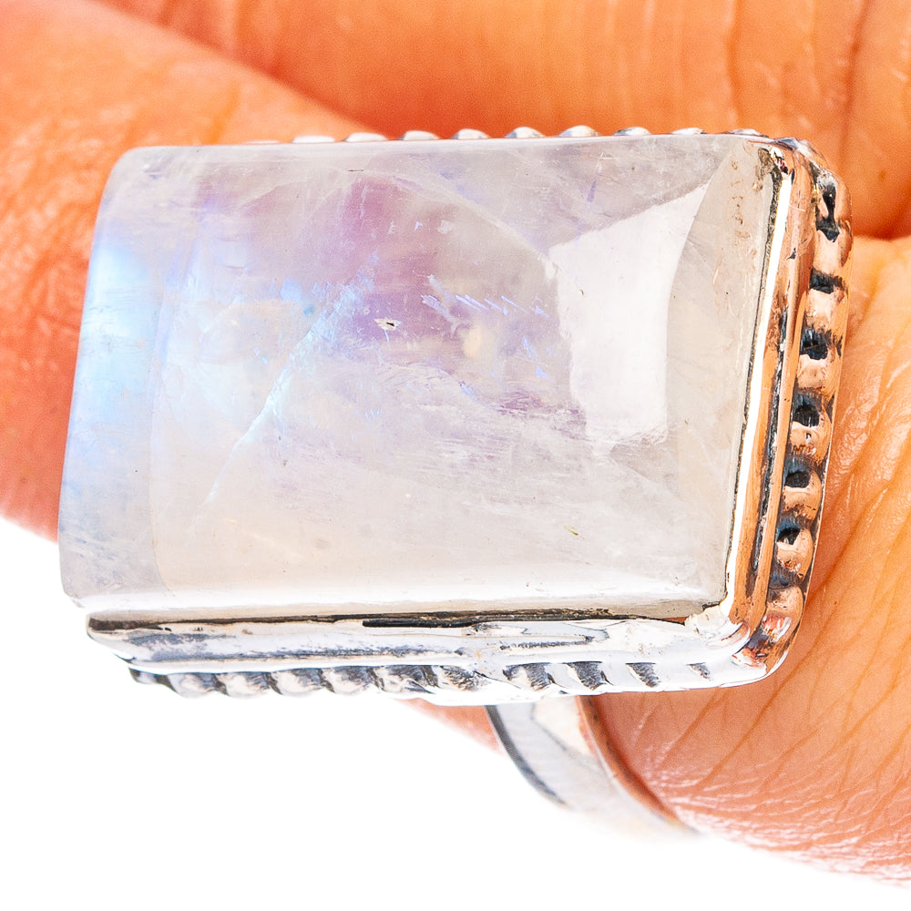 Large Rainbow Moonstone 925 Sterling Silver Ring Size 7.25 (925 Sterling Silver) R6376