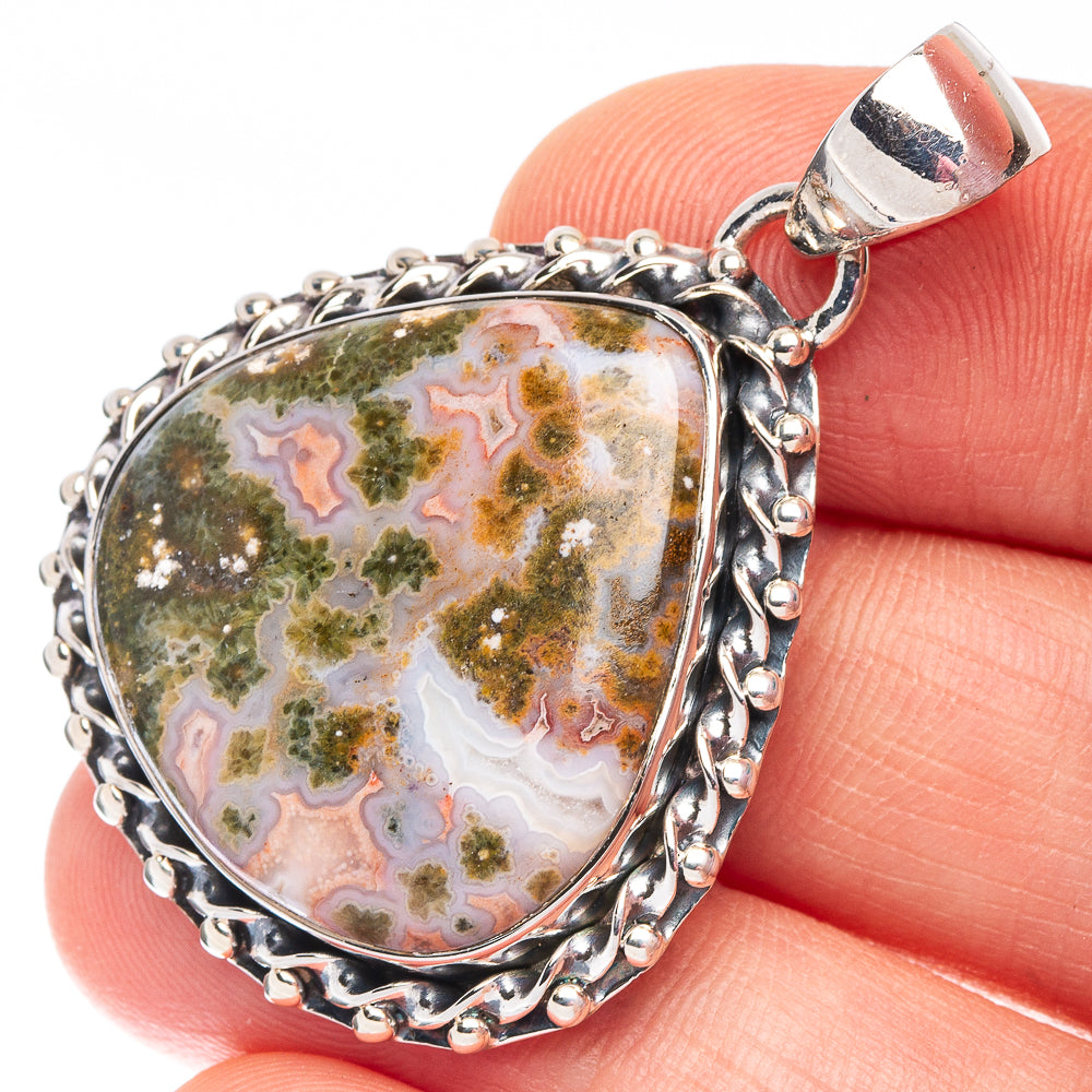 Ocean Jasper 925 Sterling Silver Pendant 1 5/8" (925 Sterling Silver) P43595