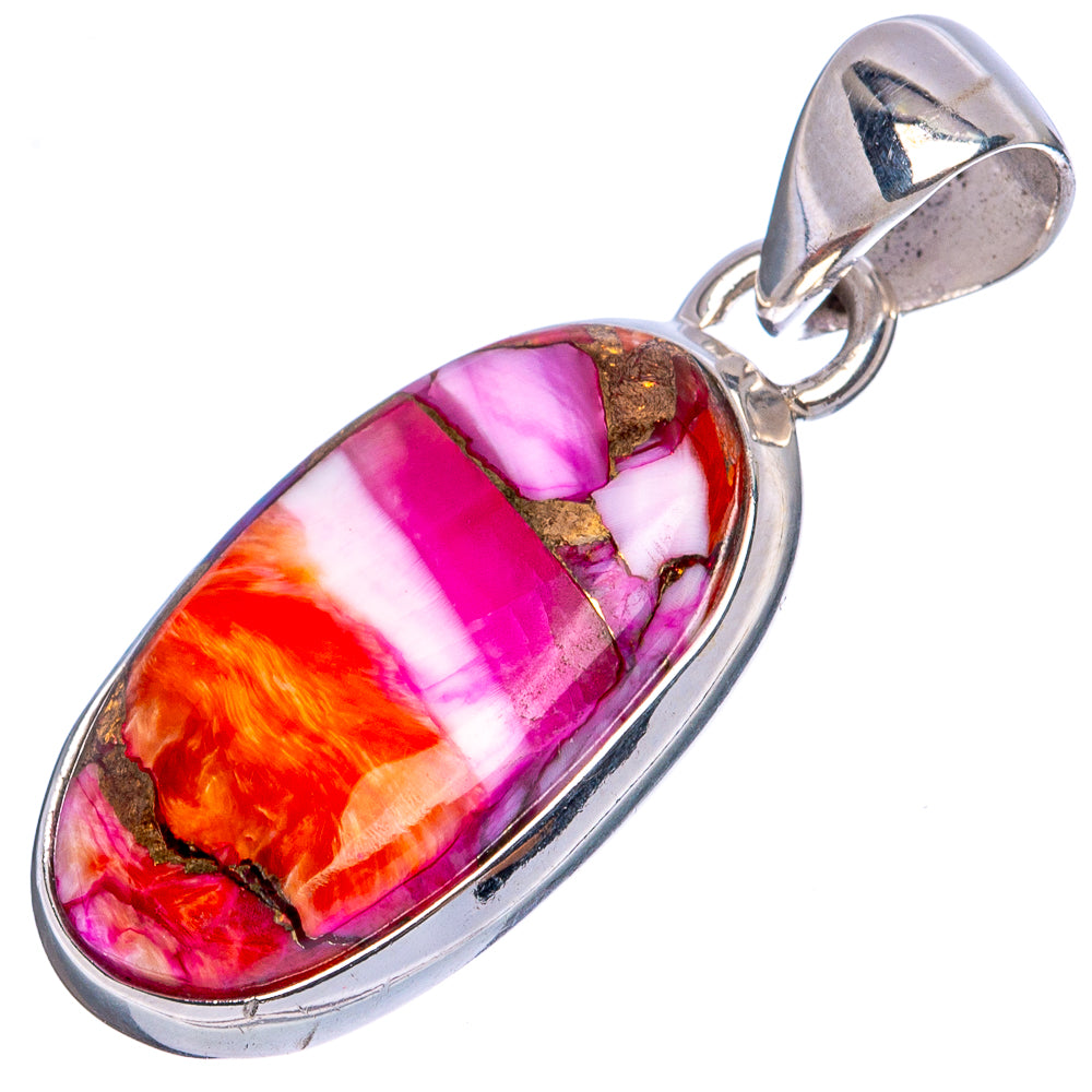 Kingman Pink Dahlia Turquoise Pendants 1 3/8" (925 Sterling Silver) P42376