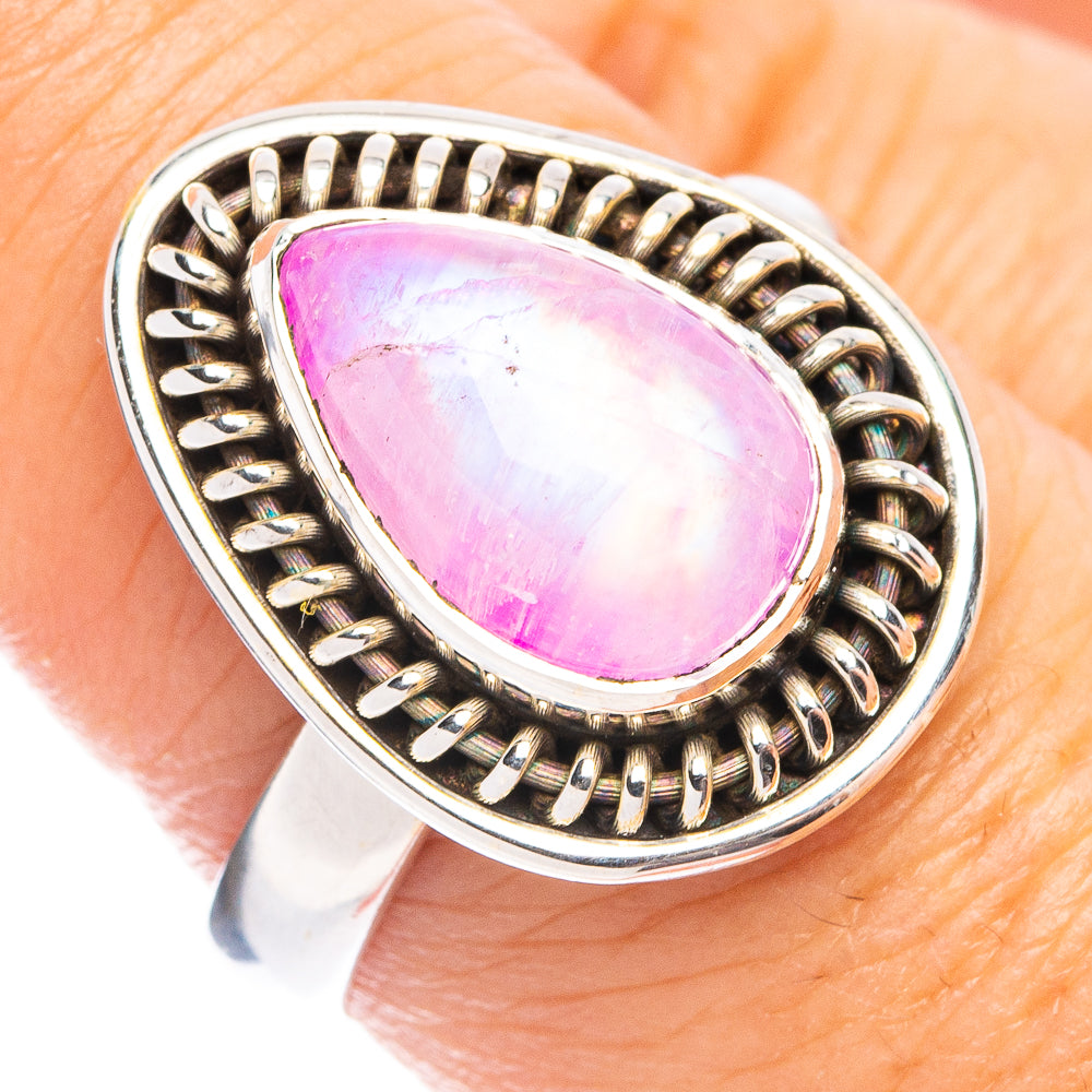 Pink Moonstone Ring Size 8 (925 Sterling Silver) R7809