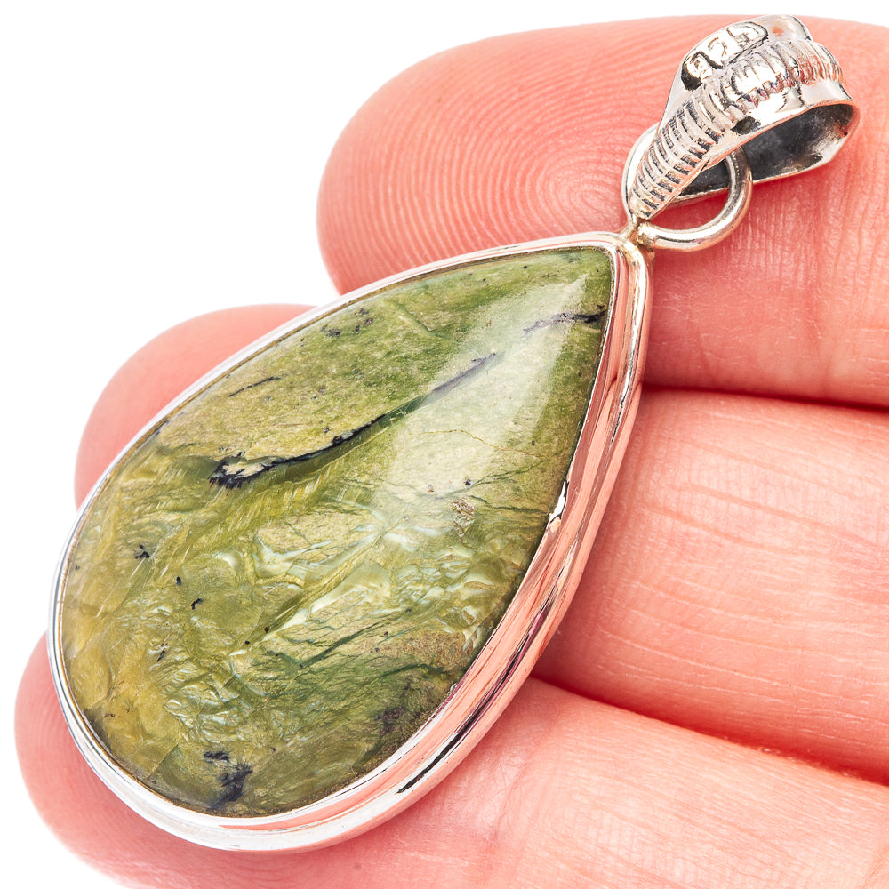 Green Swiss Opal Pendant 1 3/4" (925 Sterling Silver) P44421