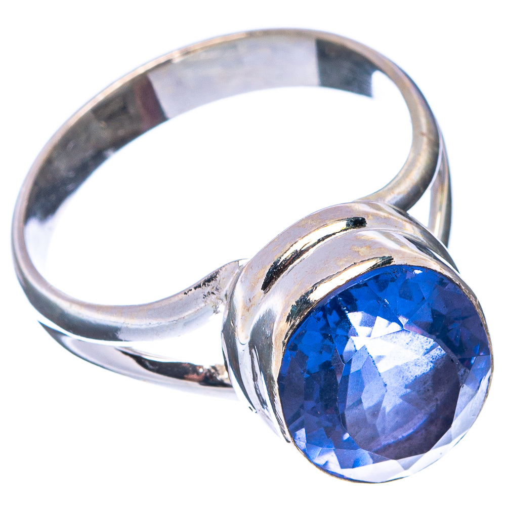 Faceted Blue Fluorite Ring Size 8 (.925 Sterling Silver)