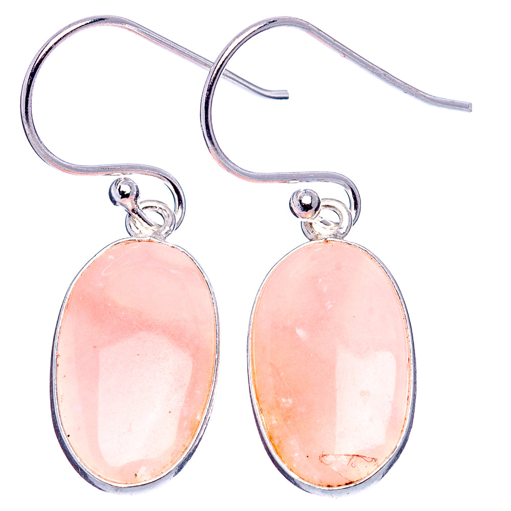 Pink Opal Earrings 1 3/8" (.925 Sterling Silver)