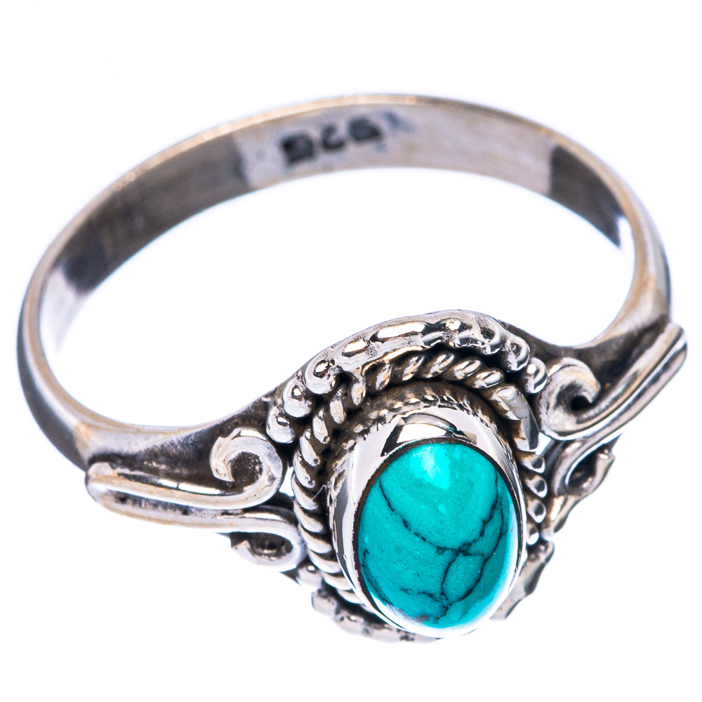 Tibetan Turquoise Dainty Ring Size 7 (925 Sterling Silver) R5939