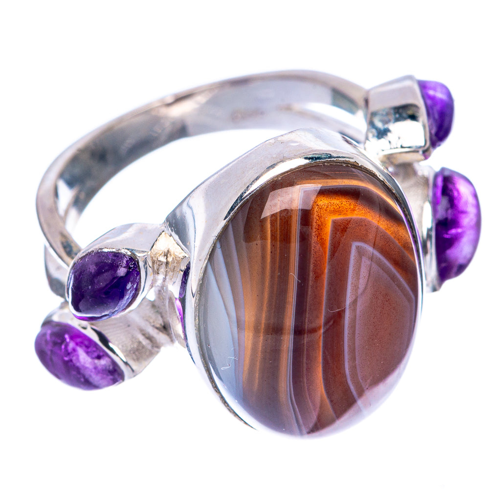 Botswana Agate, Amethyst Ring Size 6 (925 Sterling Silver) R144899