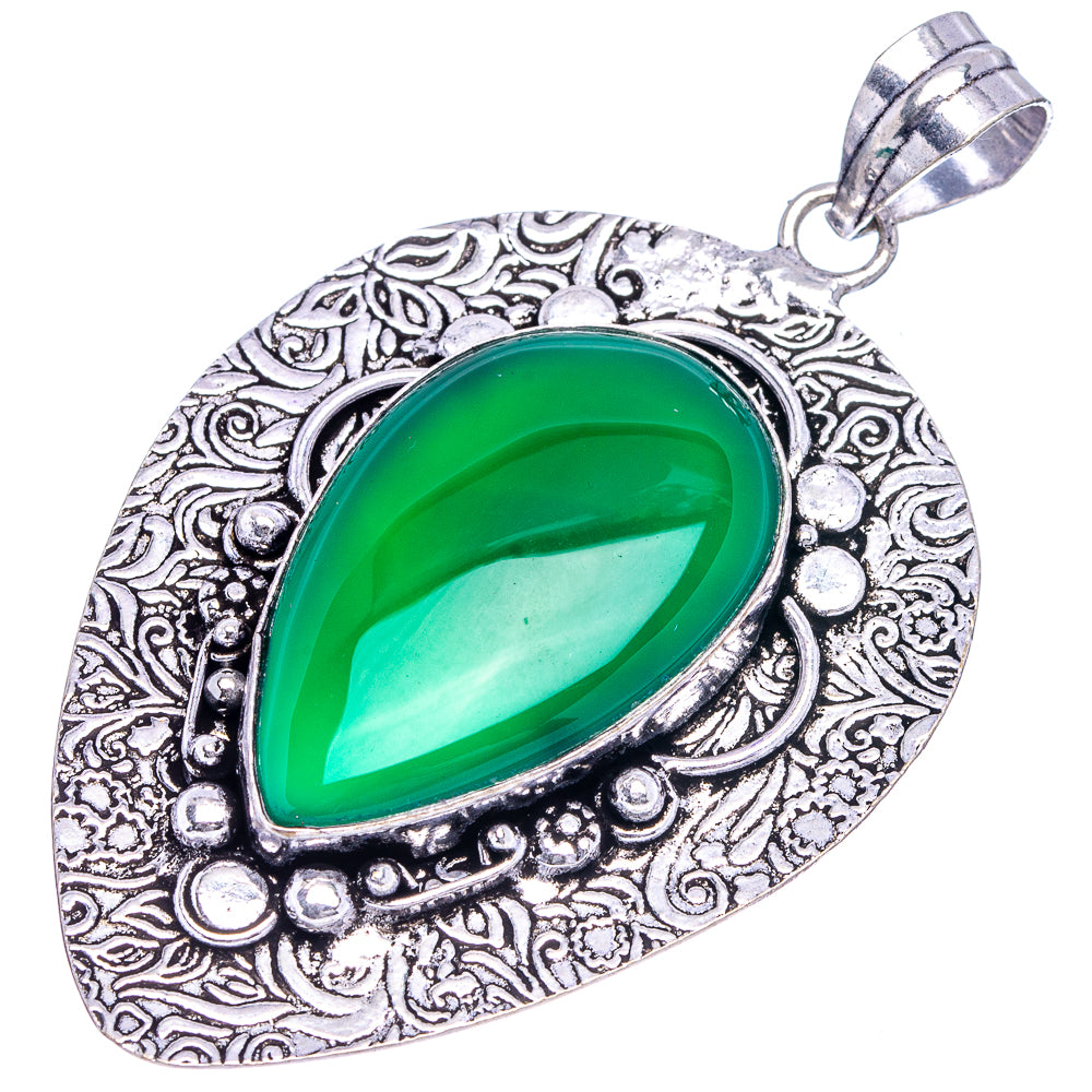 Green Onyx Pendant 2 3/4" (German Silver)