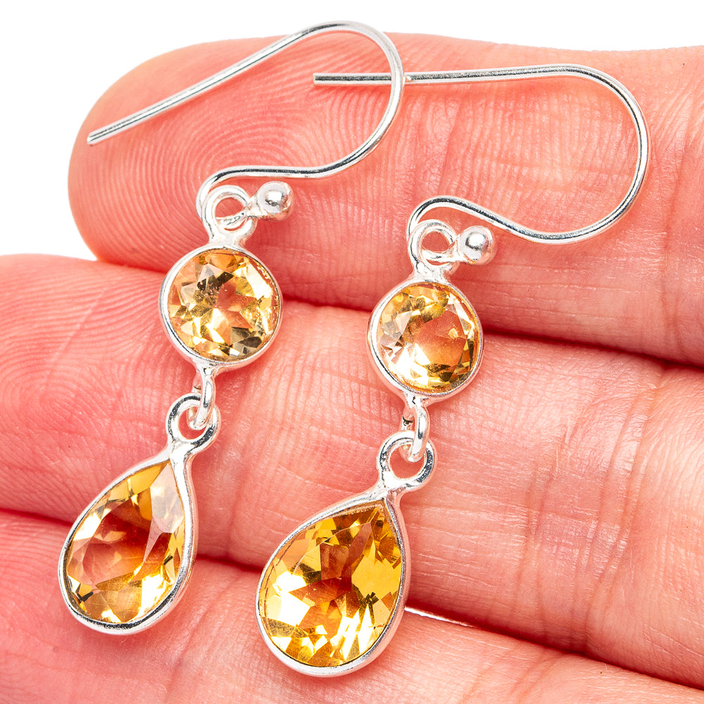 Citrine Earrings 1 1/2" (925 Sterling Silver) E2974