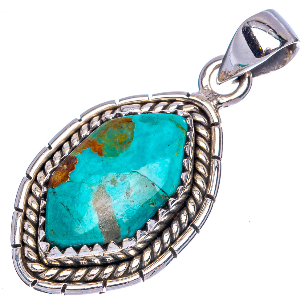 Rare Arizona Turquoise Pendant 1 3/8" (925 Sterling Silver) P42116