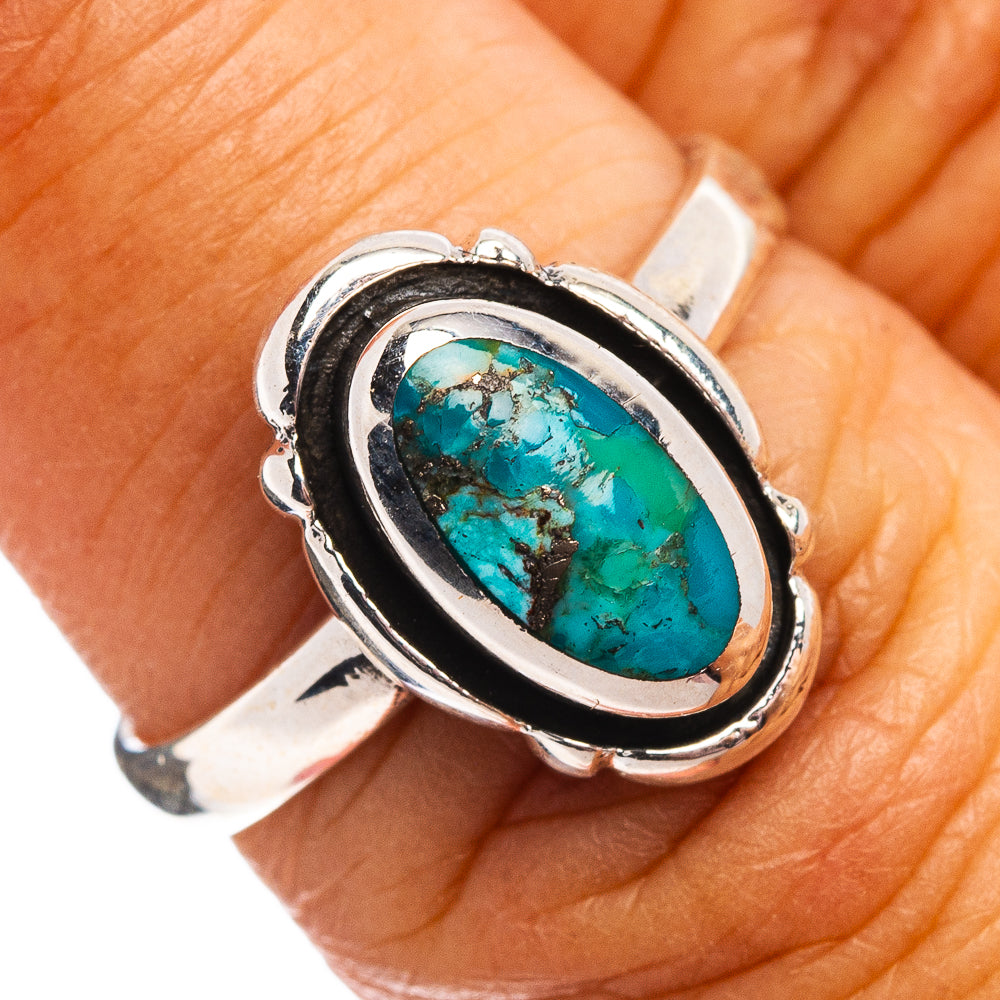Native Style Mohave Turquoise Ring Size 6.5 (.925 Sterling Silver)