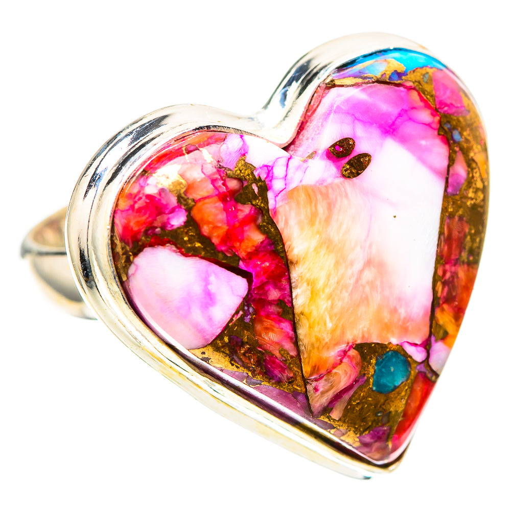 Large Kingman Pink Dahlia Turquoise 925 Sterling Silver Ring Size 6.75 (925 Sterling Silver) RING139490