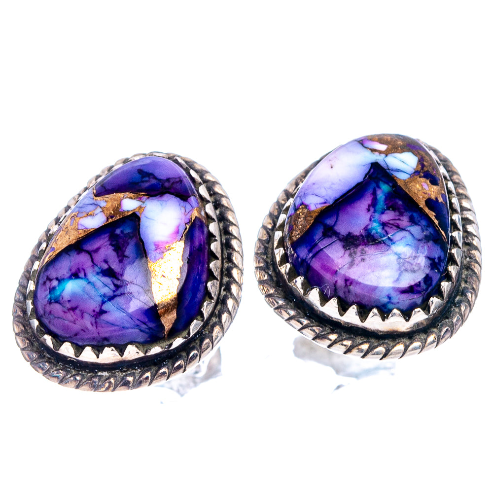 Purple Dahlia Mohave Turquoise Earrings 5/8" (.925 Sterling Silver)