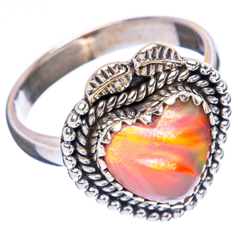 Aura Opal Heart Ring Size 7.5 (925 Sterling Silver) R4089