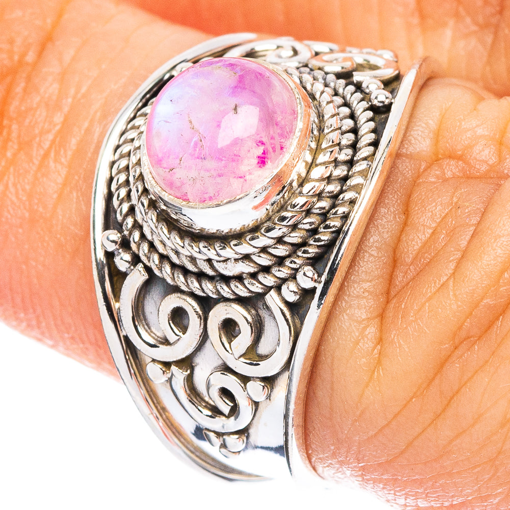 Pink Moonstone Ring Size 6.5 (925 Sterling Silver) R7950