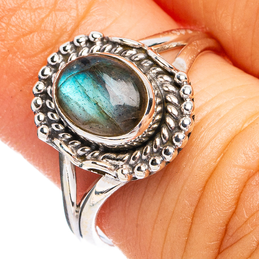 Dainty Labradorite Ring Size 6 (925 Sterling Silver) R8682