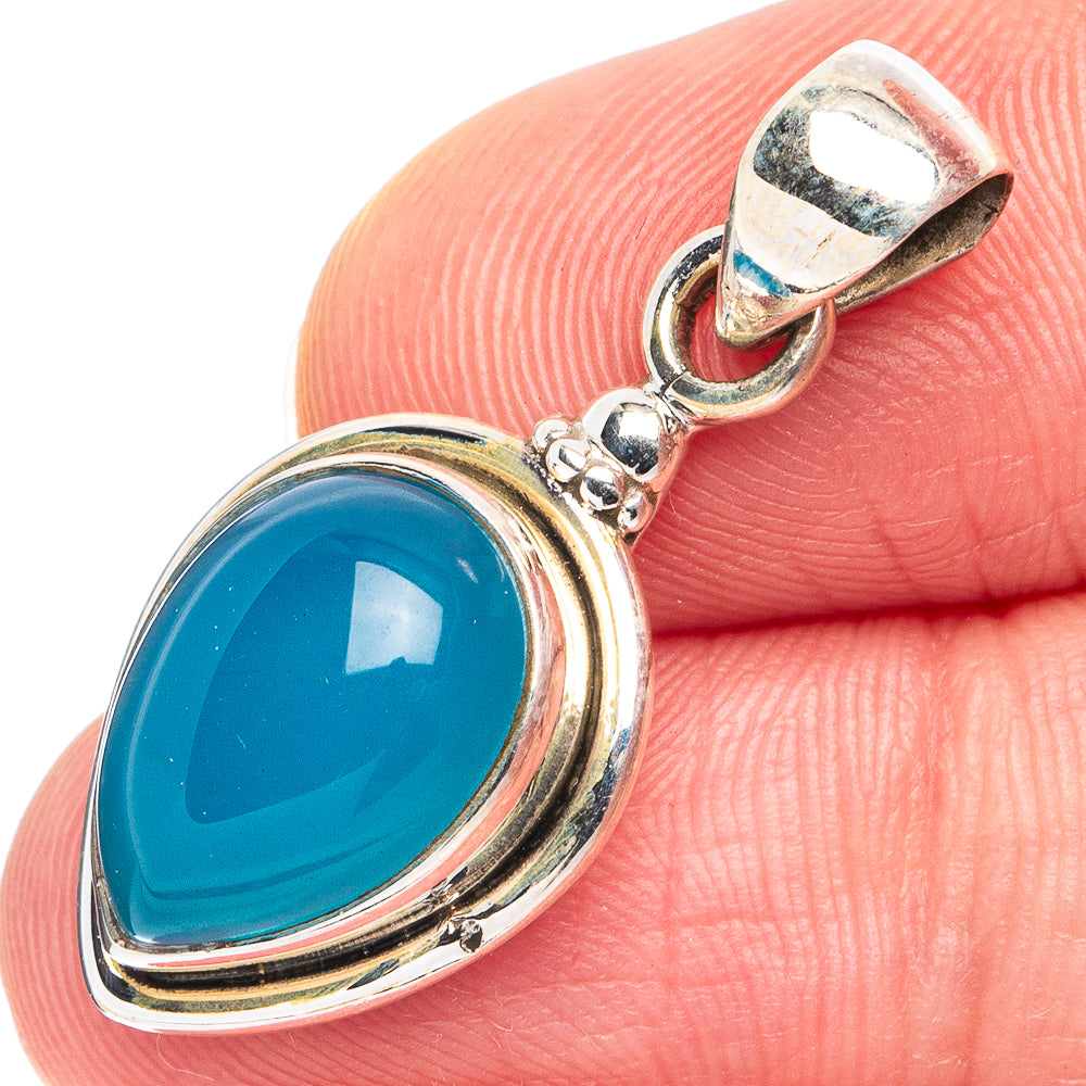 Aqua Chalcedony Pendant 1 1/4" (925 Sterling Silver) P45550
