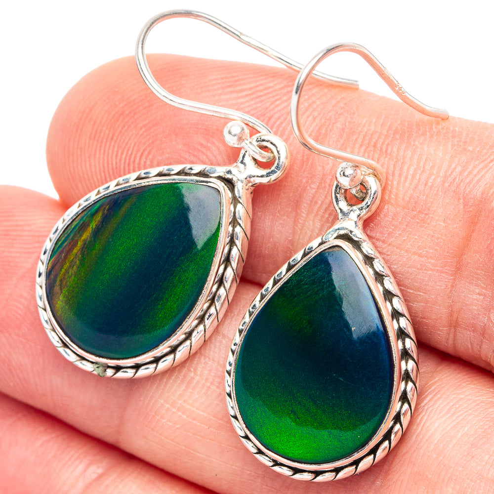 Aura Opal 925 Sterling Silver Earrings 1 3/8" (925 Sterling Silver) E2155