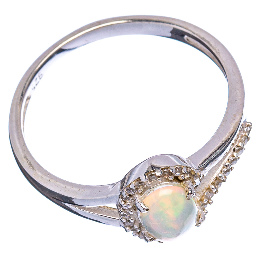 Rare Ethiopian Opal, Cubic Zirconia Ring Size 8 (.925 Sterling Silver)
