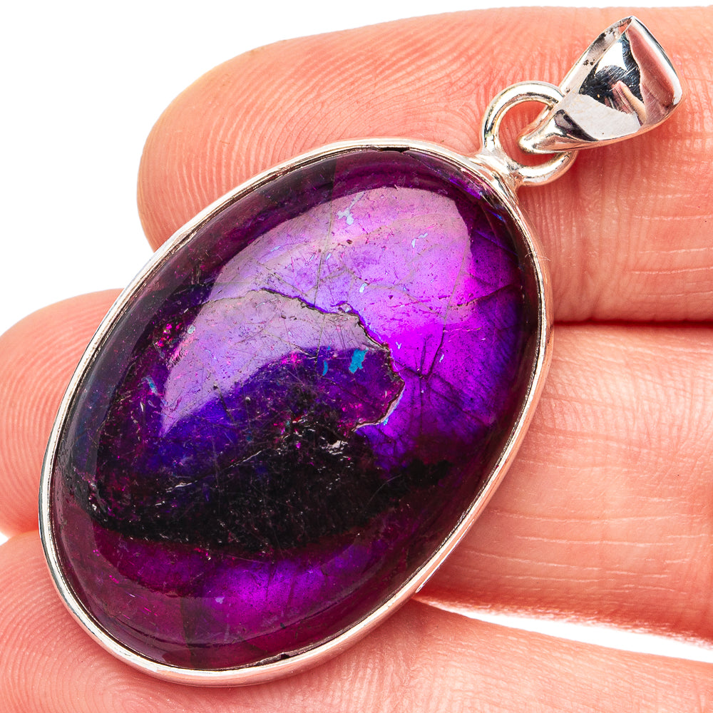 Purple Labradorite Pendant 1 5/8" (925 Sterling Silver) P45123