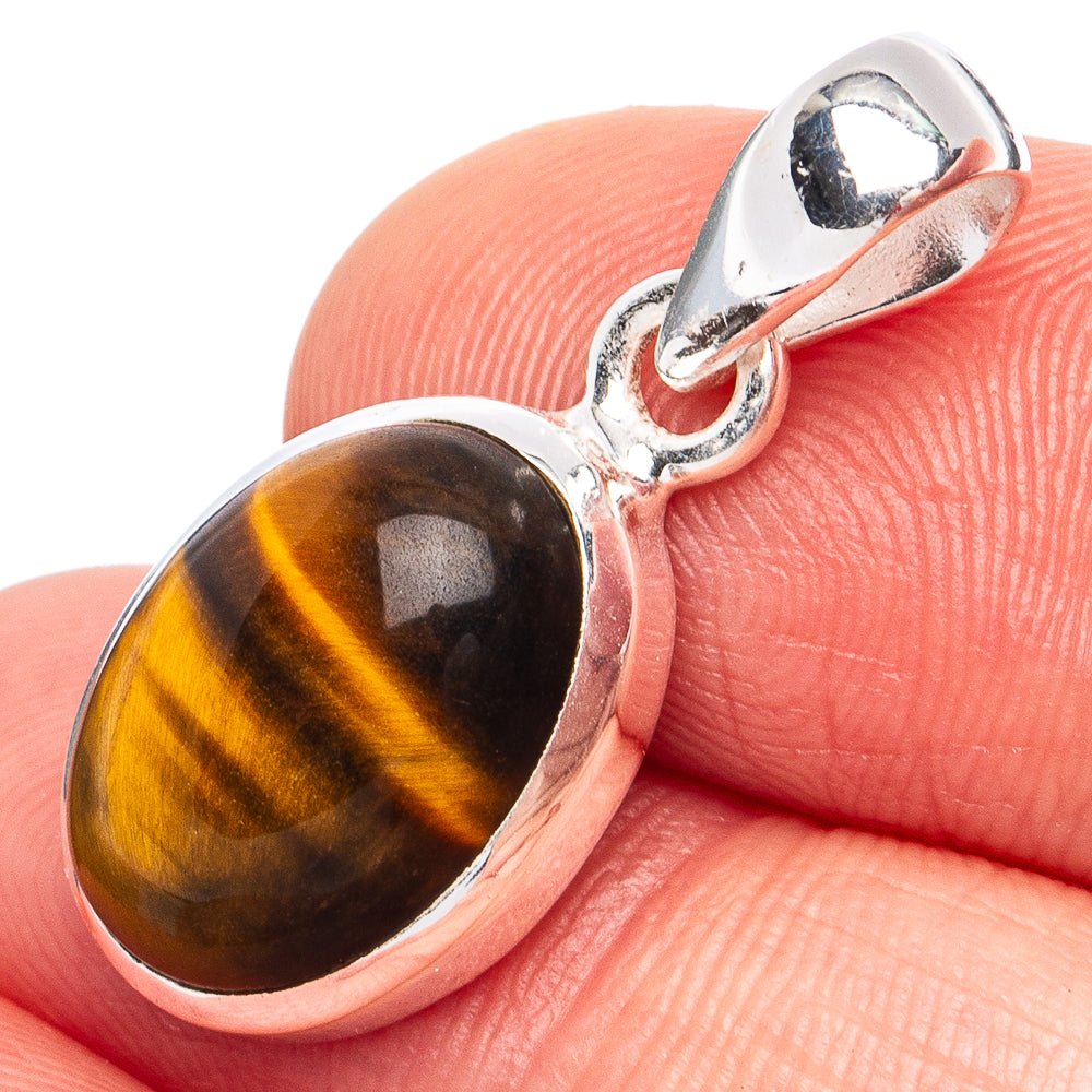 Dainty Tiger Eye Pendant 1 1/8" (925 Sterling Silver) P45275