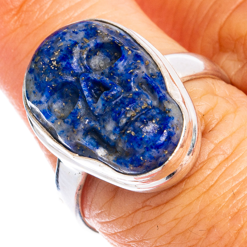 Lapis Lazuli Skull Ring Size 8 (925 Sterling Silver) R8531