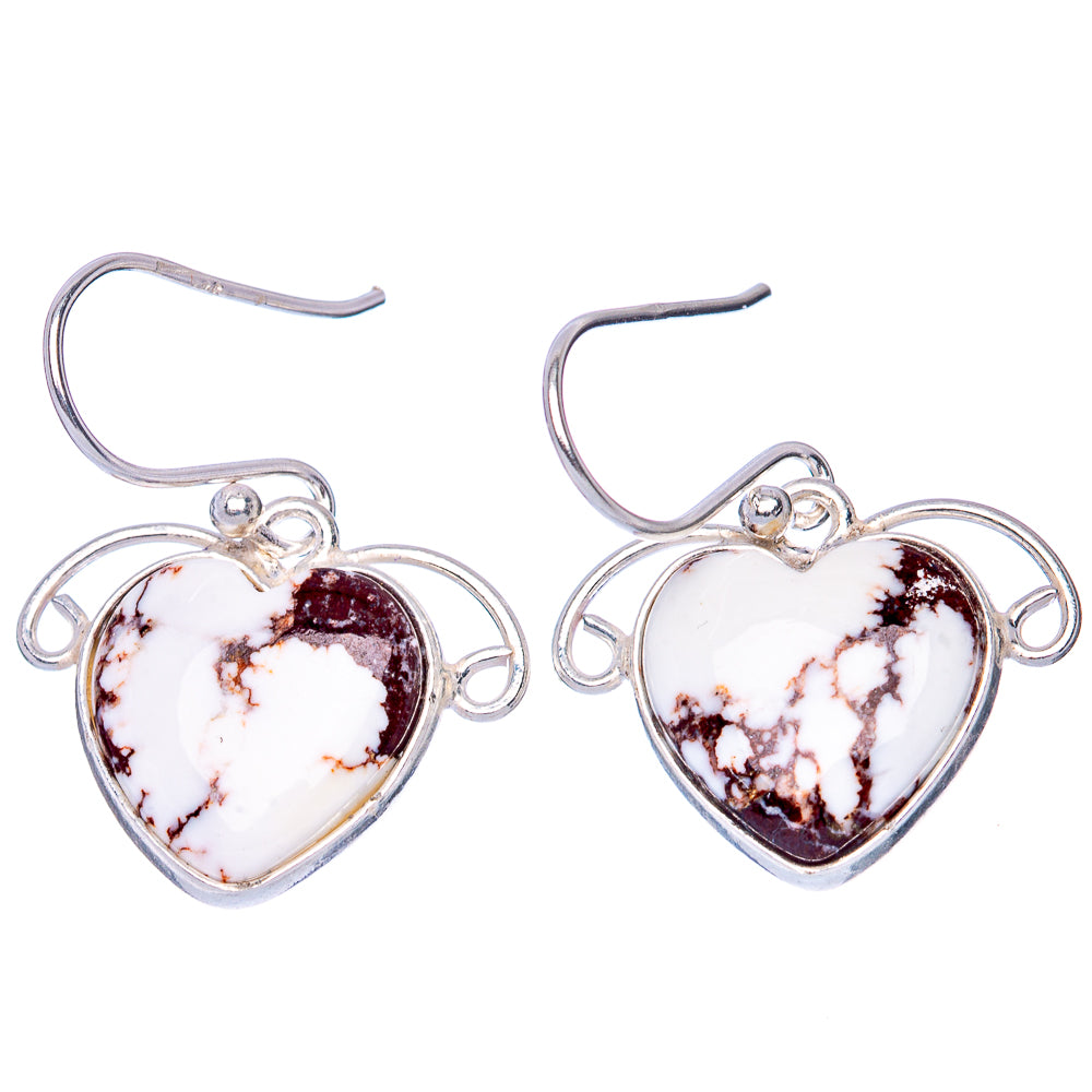 Wild Horse Jasper Heart Earrings 1 1/8" (925 Sterling Silver) E1294