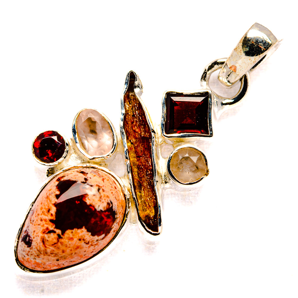 Mexican Fire Opal, Citrine, Garnet, Rose Quartz Pendant 1 5/8" (925 Sterling Silver) PD36738