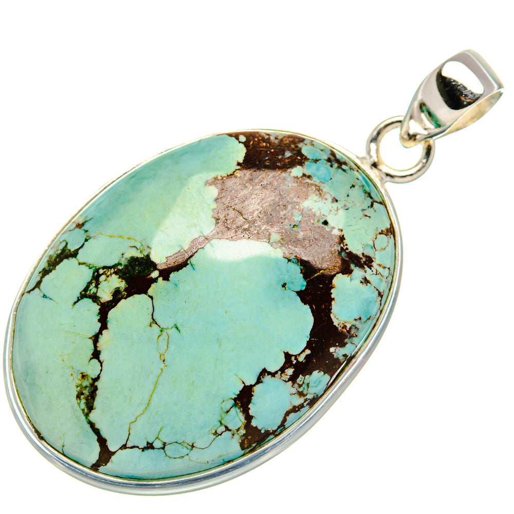 Tibetan Turquoise Pendant 1 3/4" (925 Sterling Silver) PD36969