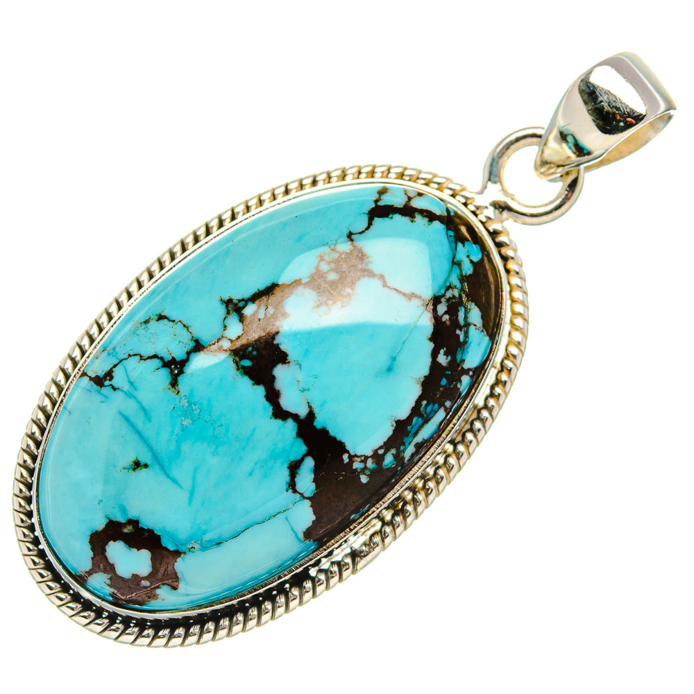 Tibetan Turquoise Pendant 1 3/4" (925 Sterling Silver) PD36974