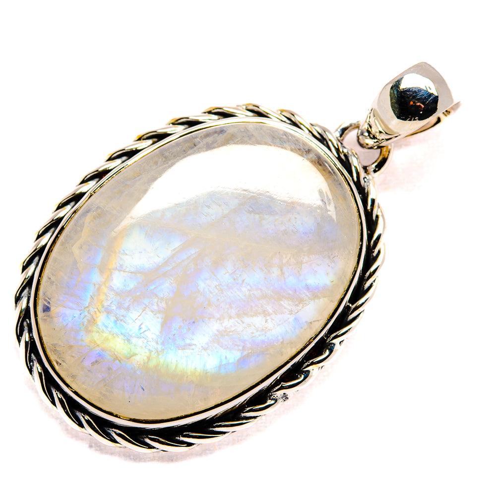 Rainbow Moonstone Pendant 1 3/4" (925 Sterling Silver) PD36340