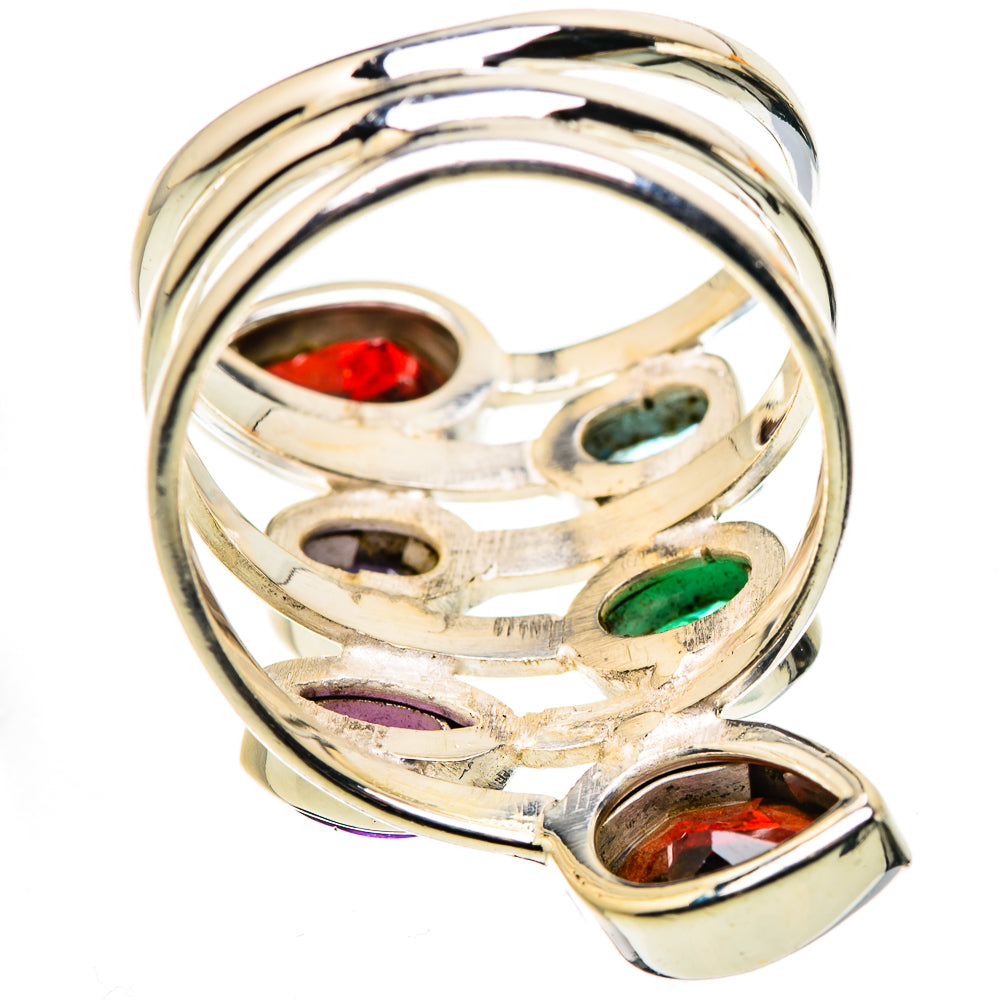 Large Garnet, Emerald, Tanzanite, Blue Topaz, Amethyst Ring Size 9.75 (925 Sterling Silver) RING134708