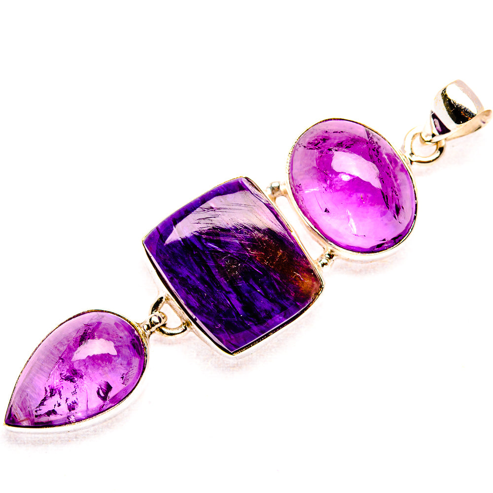 Charoite, Amethyst 925 Sterling Silver Pendant 2 5/8" (925 Sterling Silver) PD37739