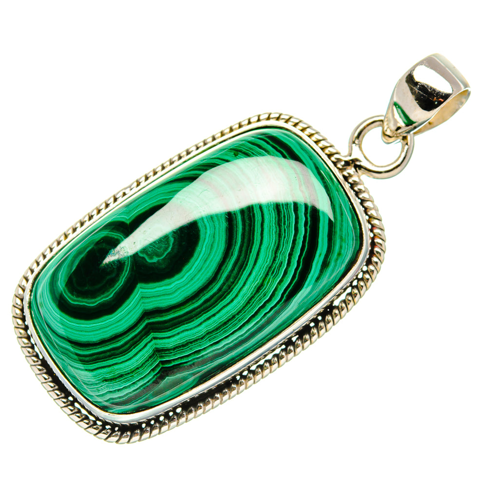 Malachite Pendant 1 3/4" (925 Sterling Silver) PD37209