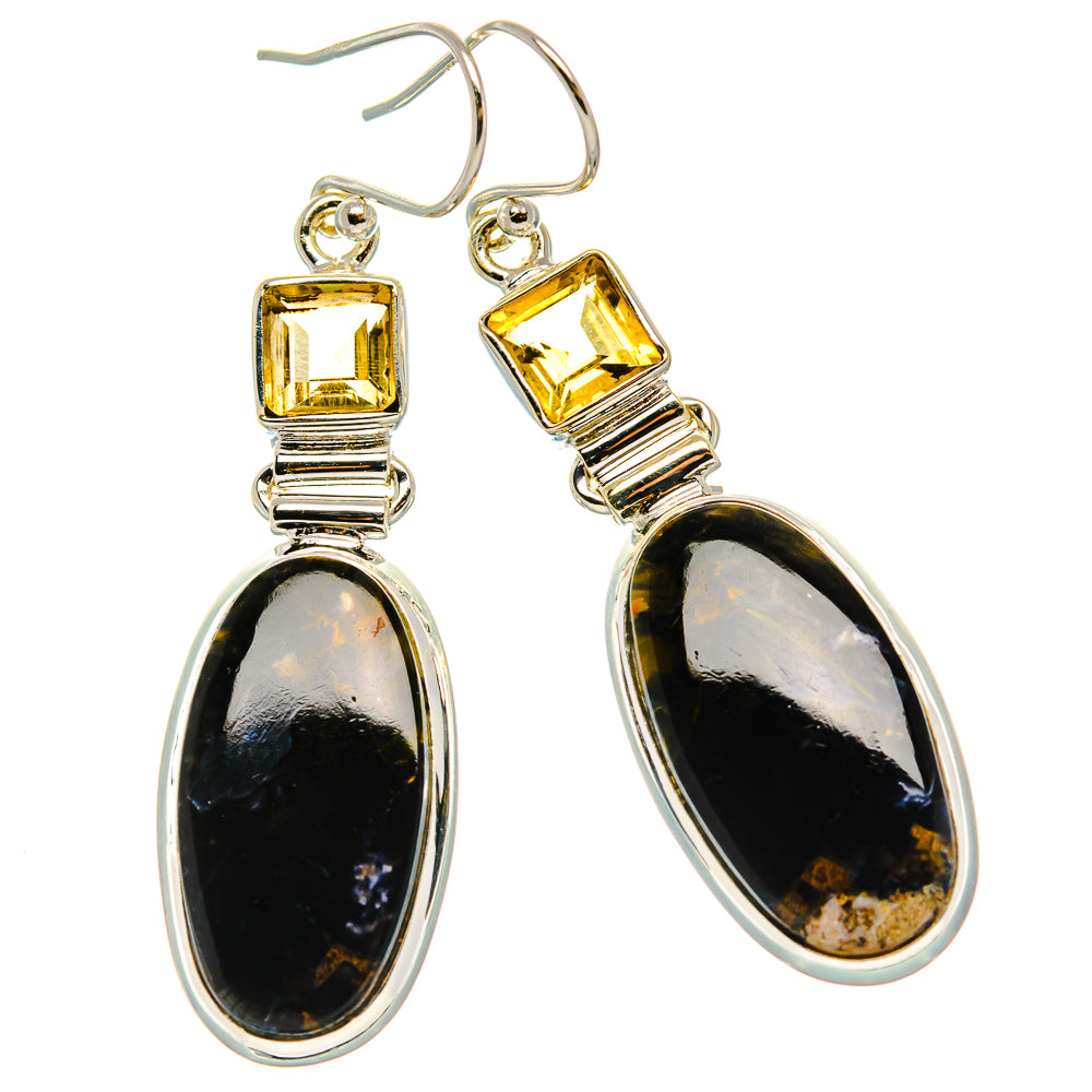 Pietersite, Citrine Earrings 2" (925 Sterling Silver) EARR431766