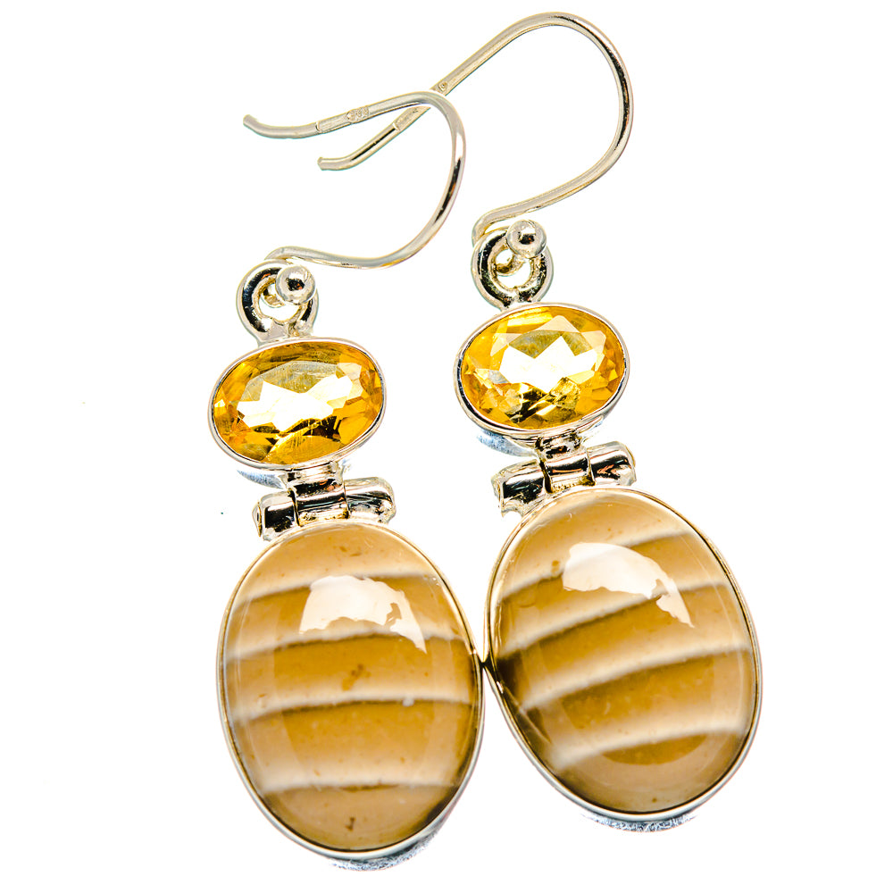 Striped Flint Earrings handcrafted by Anasilvercos - EARR423621