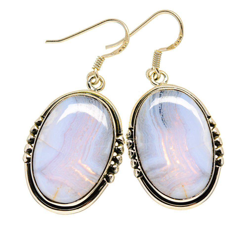 Blue Lace Agate Earrings handcrafted by Anasilvercos - EARR411117