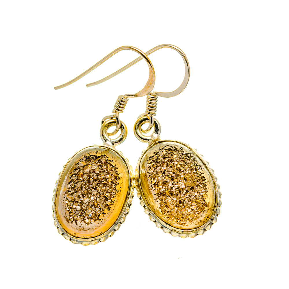 Spectro Pyrite Druzy Earrings handcrafted by Anasilvercos - EARR412420