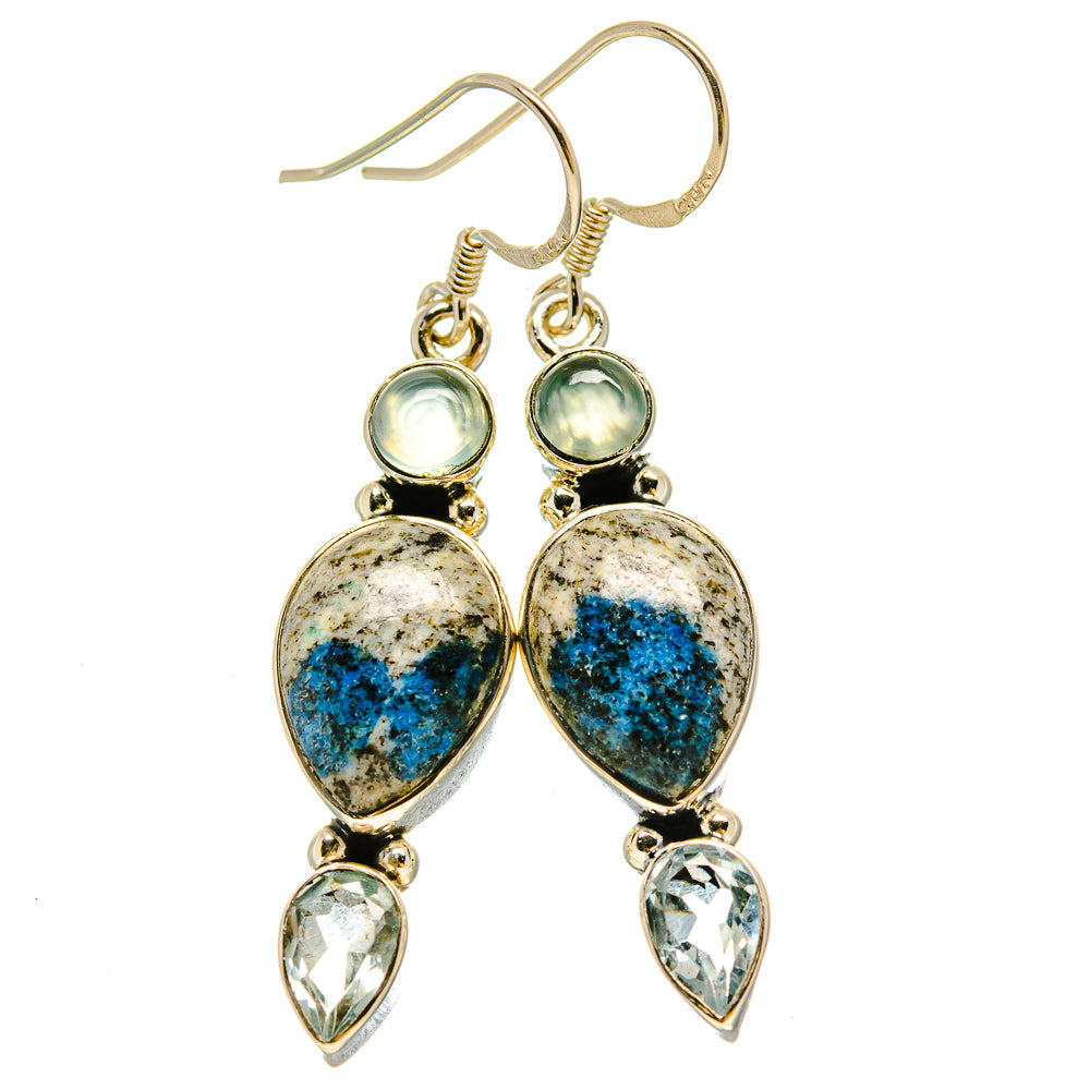 K2 Blue Azurite Earrings handcrafted by Anasilvercos - EARR414252