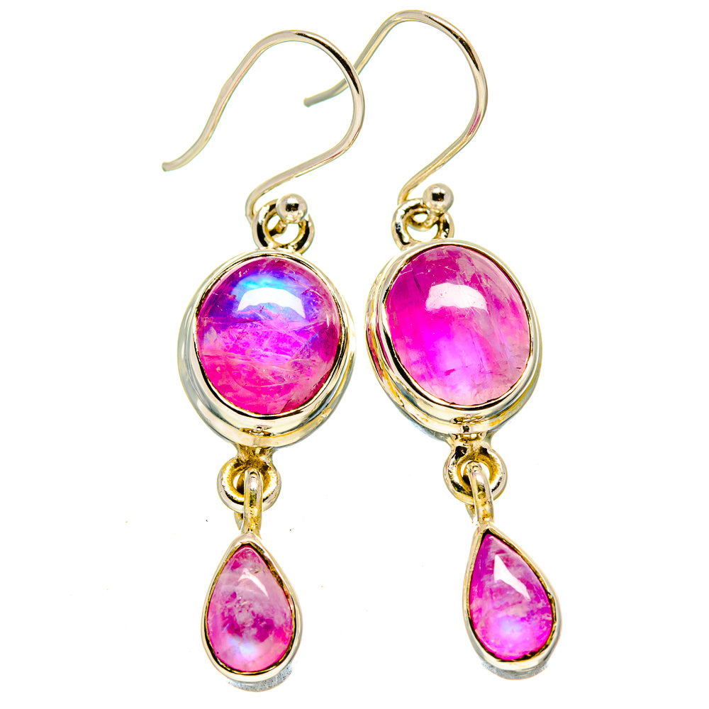 Pink Moonstone Earrings handcrafted by Anasilvercos - EARR414659