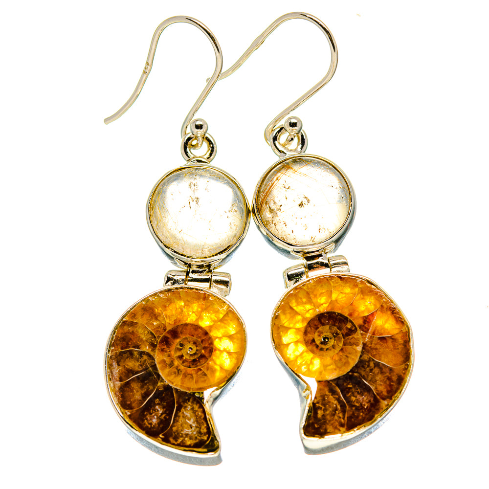 Ammonite Fossil Earrings handcrafted by Anasilvercos - EARR415865