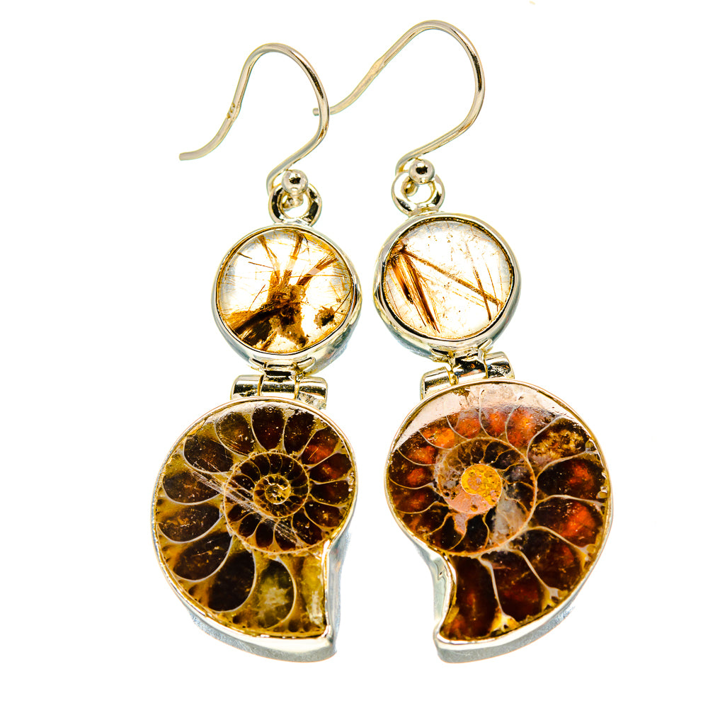 Ammonite Fossil Earrings handcrafted by Anasilvercos - EARR416245