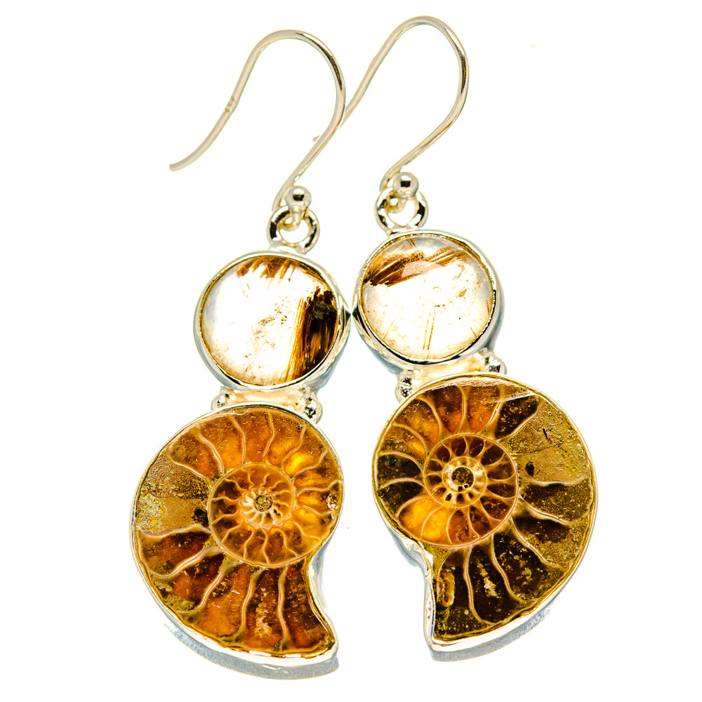 Ammonite Fossil Earrings handcrafted by Anasilvercos - EARR416400
